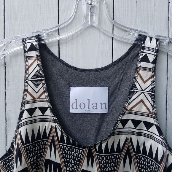 DOLAN black cream beige racerback silk tank top geometric print - Picture 3 of 6